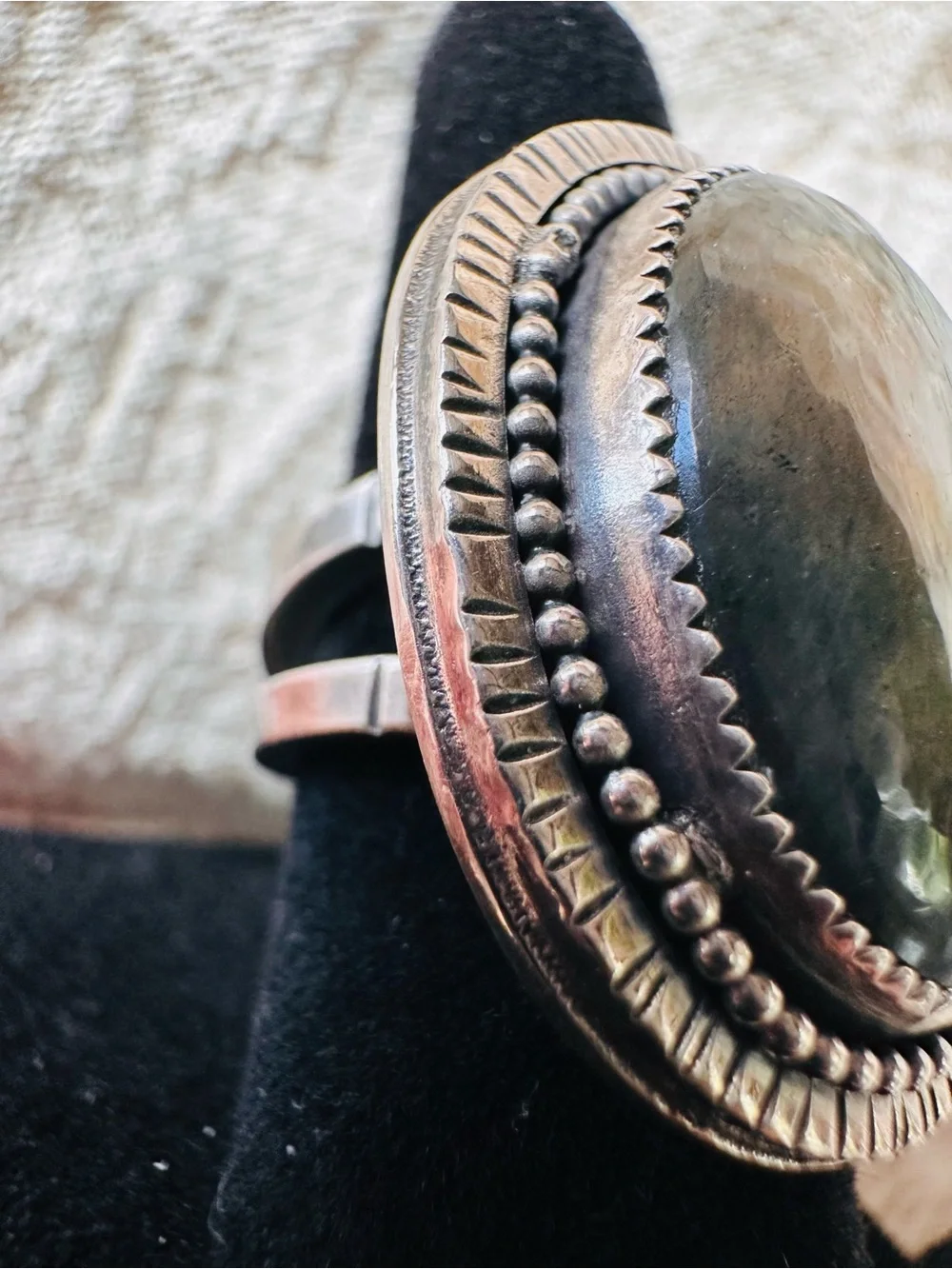 Handmade Sterling Silver Rainbow Labradorite Statement Ring-Artisan-Size 6